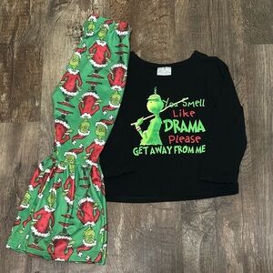 Boutique Grinch outfit. Shirt and bells.